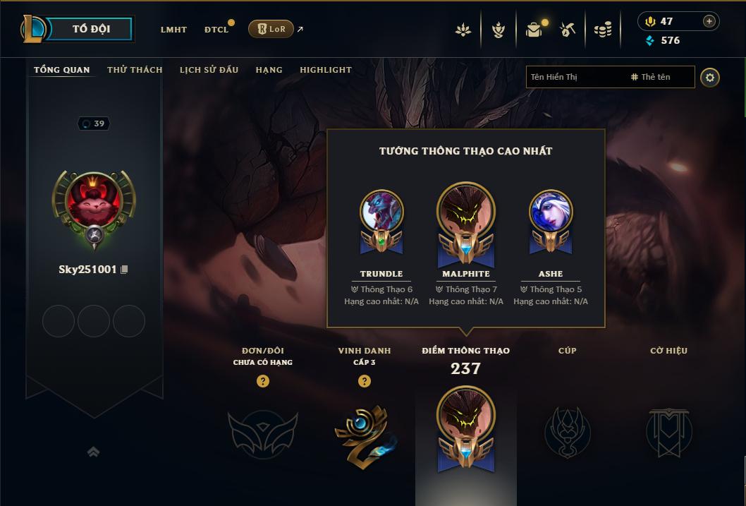 Acc Liên Minh Huyền Thoại/Đấu Trường Chân lý mã số 9017