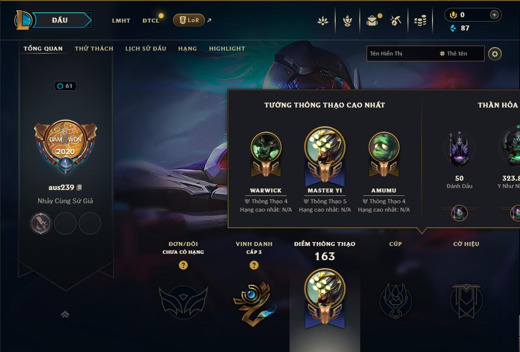 Acc Liên Minh Huyền Thoại/Đấu Trường Chân lý mã số 9022