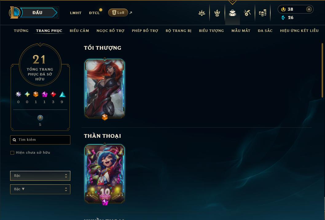 Acc Liên Minh Huyền Thoại/Đấu Trường Chân lý mã số 9025