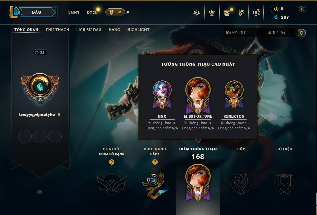 Acc Liên Minh Huyền Thoại/Đấu Trường Chân lý mã số 9029