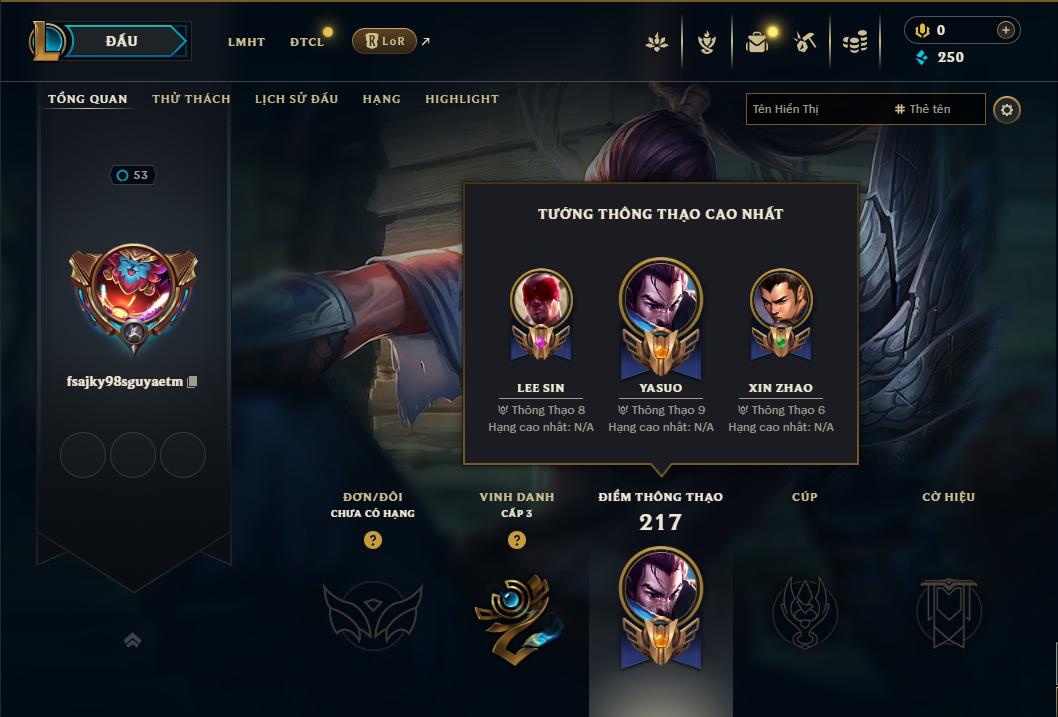 Acc Liên Minh Huyền Thoại/Đấu Trường Chân lý mã số 9031