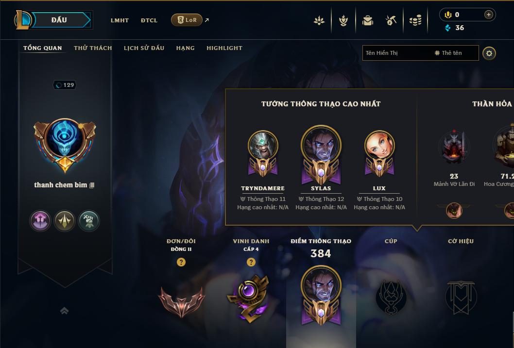 Acc Liên Minh Huyền Thoại/Đấu Trường Chân lý mã số 9037