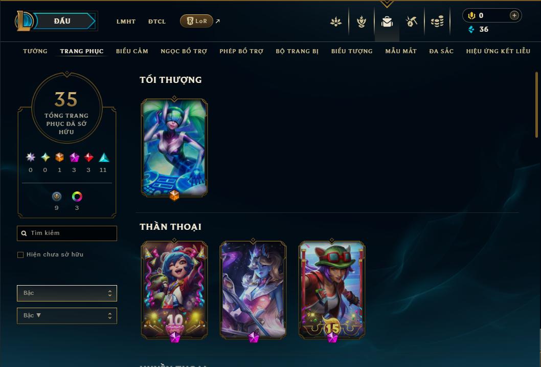 Acc Liên Minh Huyền Thoại/Đấu Trường Chân lý mã số 9037