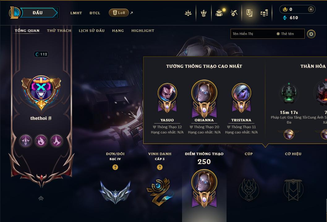 Acc Liên Minh Huyền Thoại/Đấu Trường Chân lý mã số 9047