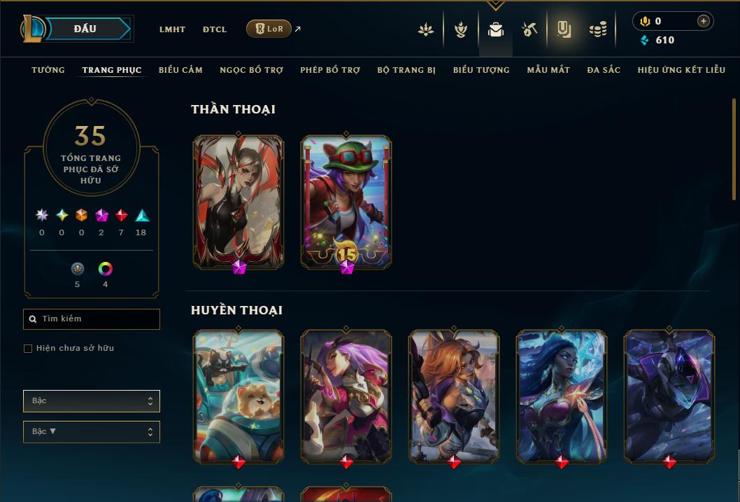 Acc Liên Minh Huyền Thoại/Đấu Trường Chân lý mã số 9047