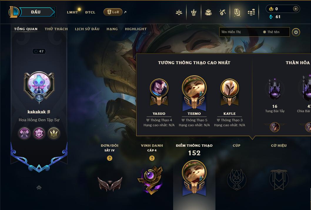 Acc Liên Minh Huyền Thoại/Đấu Trường Chân lý mã số 9062