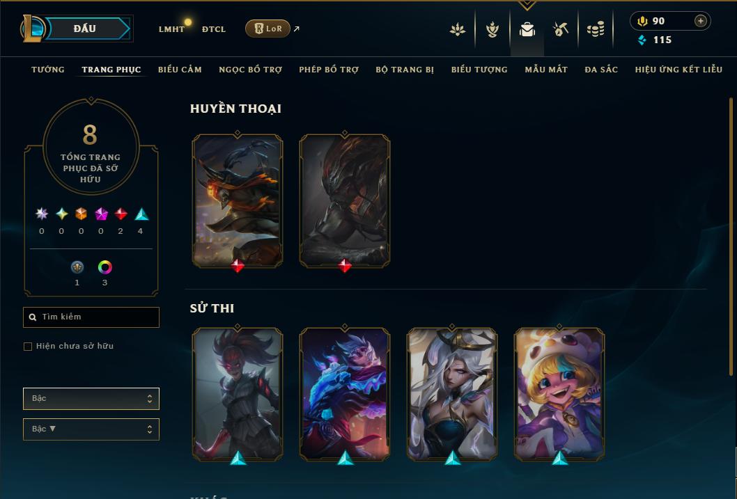 Acc Liên Minh Huyền Thoại/Đấu Trường Chân lý mã số 9070