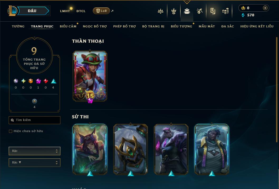 Acc Liên Minh Huyền Thoại/Đấu Trường Chân lý mã số 9074