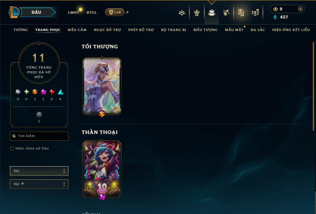 Acc Liên Minh Huyền Thoại/Đấu Trường Chân lý mã số 9083