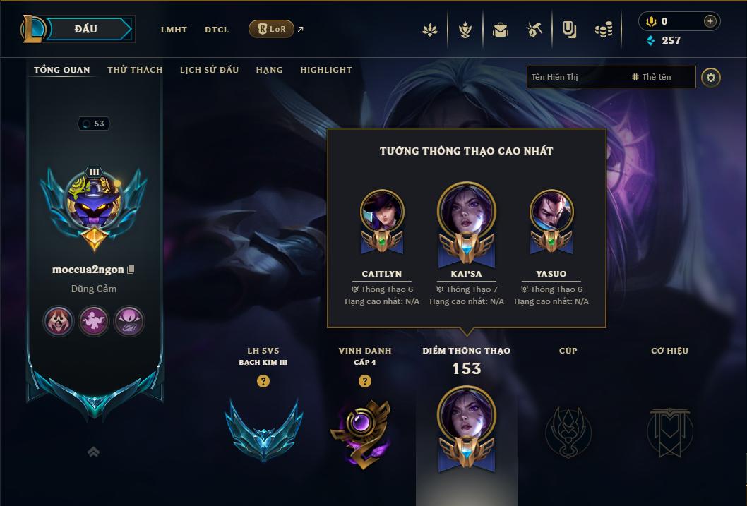 Acc Liên Minh Huyền Thoại/Đấu Trường Chân lý mã số 9085