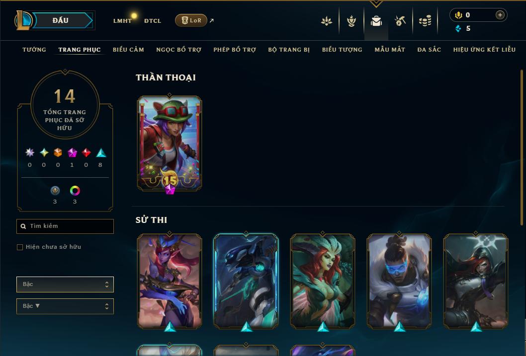 Acc Liên Minh Huyền Thoại/Đấu Trường Chân lý mã số 9095