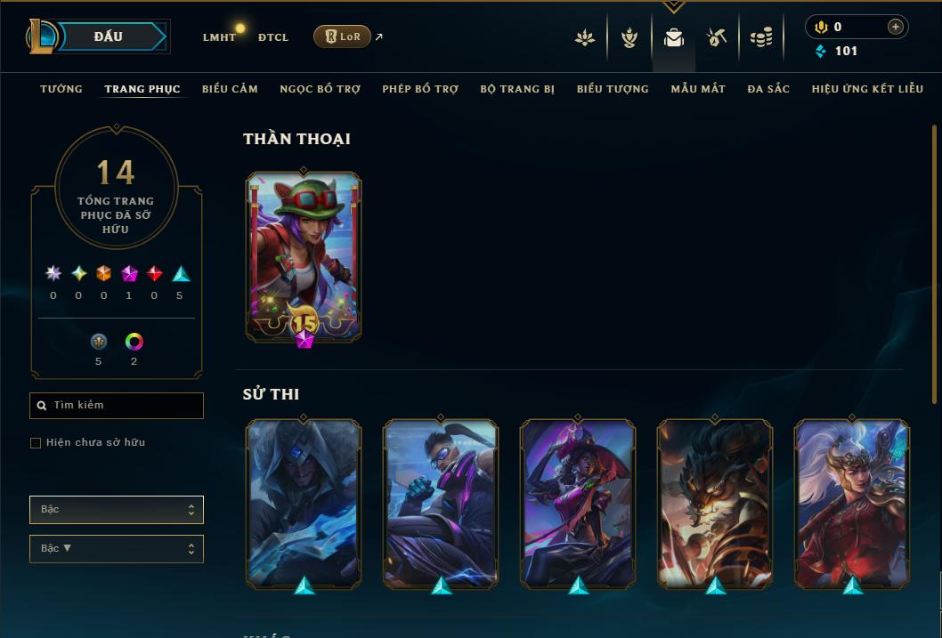 Acc Liên Minh Huyền Thoại/Đấu Trường Chân lý mã số 9097