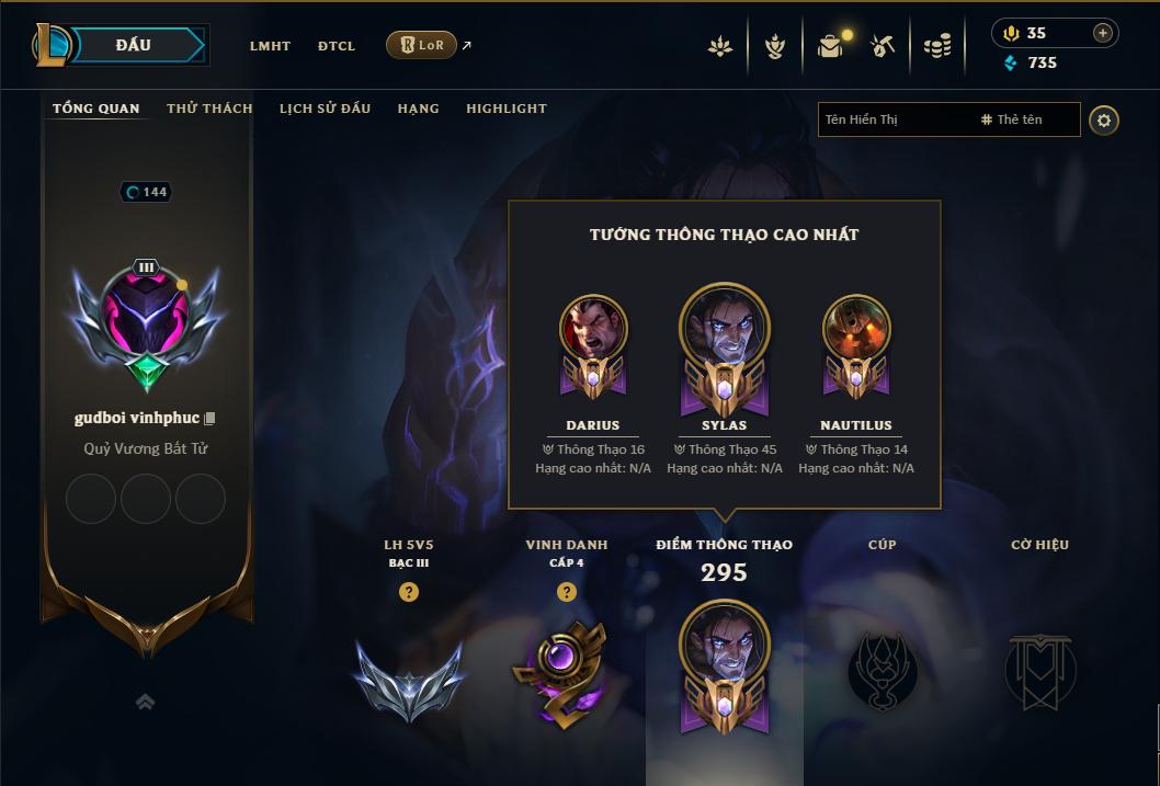 Acc Liên Minh Huyền Thoại/Đấu Trường Chân lý mã số 9106