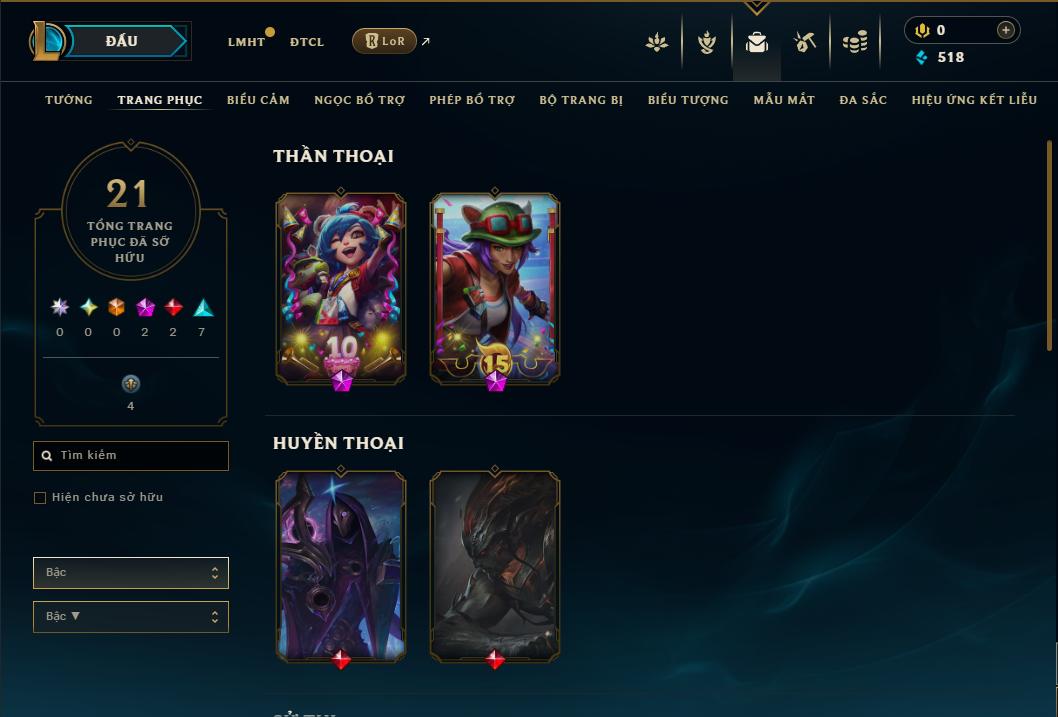 Acc Liên Minh Huyền Thoại/Đấu Trường Chân lý mã số 9118