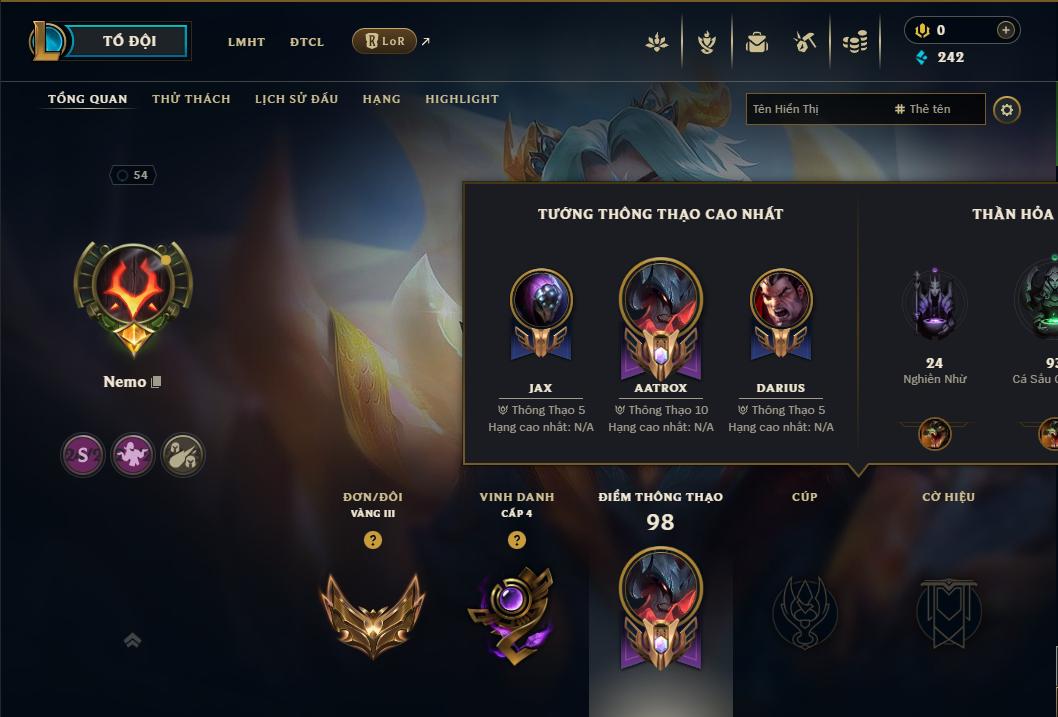 Acc Liên Minh Huyền Thoại/Đấu Trường Chân lý mã số 9120