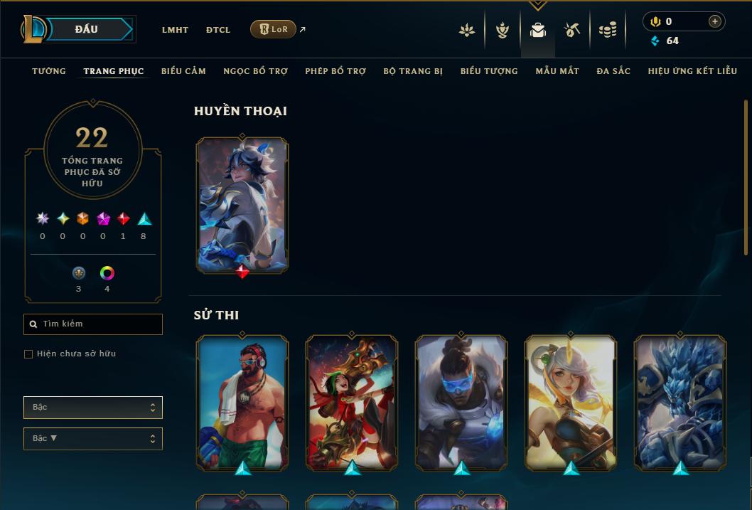 Acc Liên Minh Huyền Thoại/Đấu Trường Chân lý mã số 9121