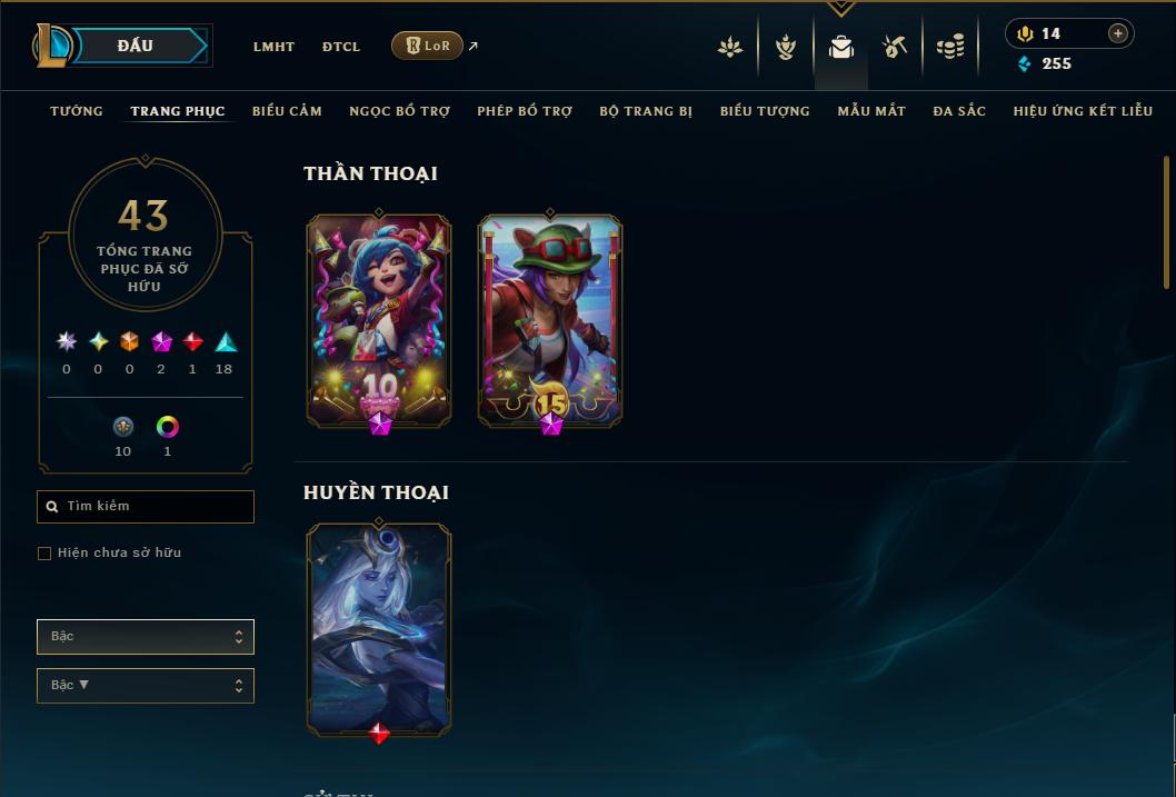 Acc Liên Minh Huyền Thoại/Đấu Trường Chân lý mã số 9148