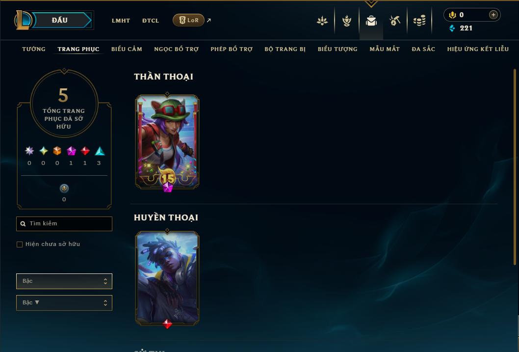 Acc Liên Minh Huyền Thoại/Đấu Trường Chân lý mã số 9150