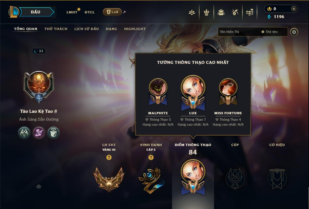 Acc Liên Minh Huyền Thoại/Đấu Trường Chân lý mã số 9152