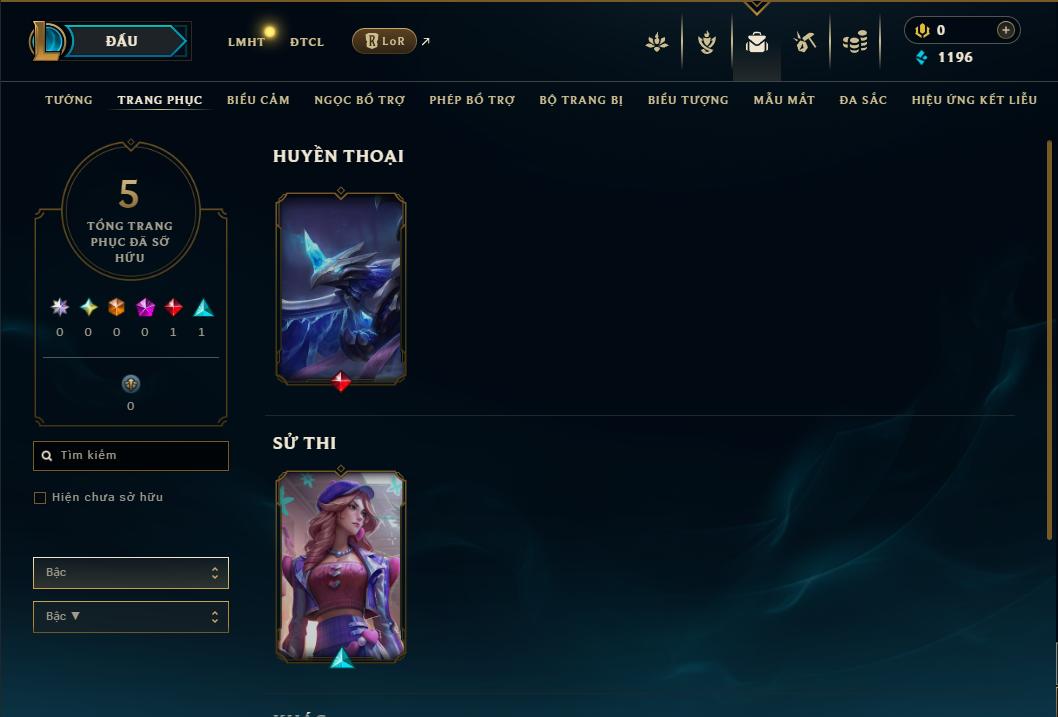 Acc Liên Minh Huyền Thoại/Đấu Trường Chân lý mã số 9152