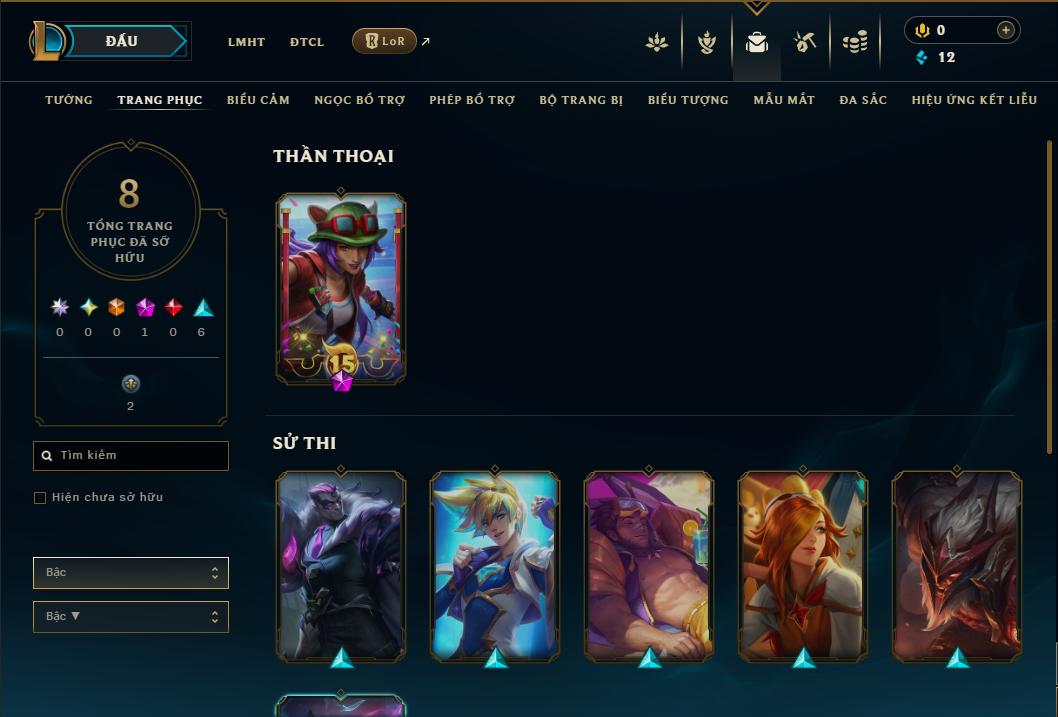 Acc Liên Minh Huyền Thoại/Đấu Trường Chân lý mã số 9154