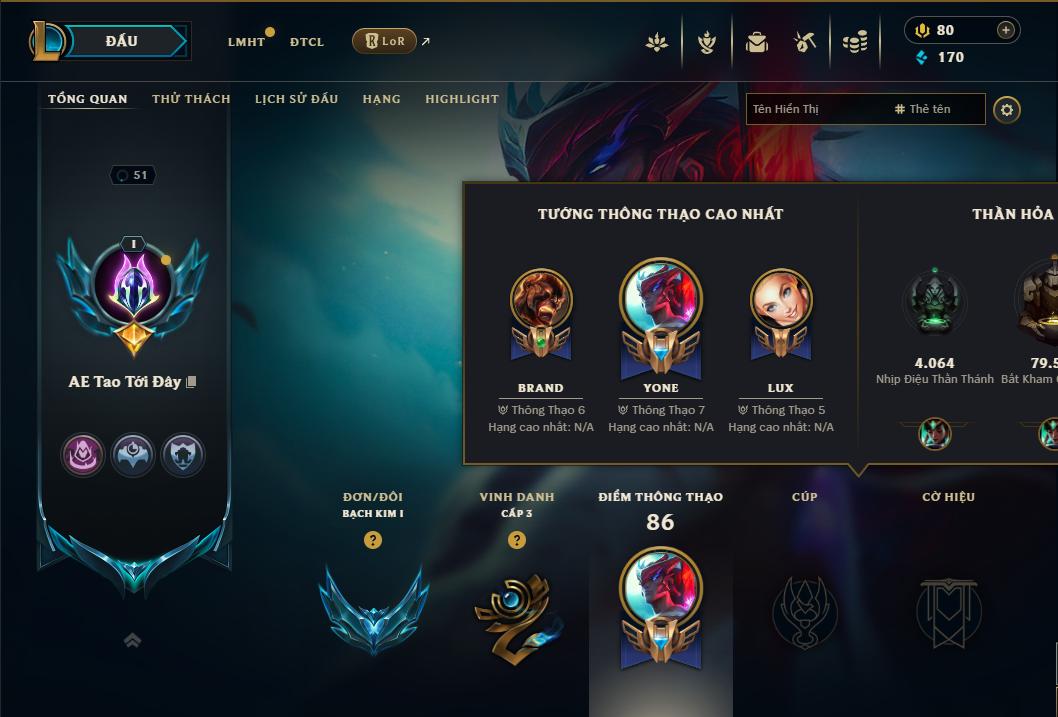 Acc Liên Minh Huyền Thoại/Đấu Trường Chân lý mã số 9155