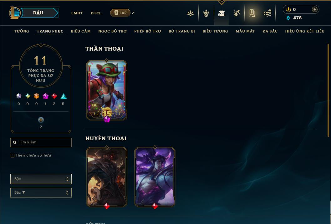 Acc Liên Minh Huyền Thoại/Đấu Trường Chân lý mã số 9156