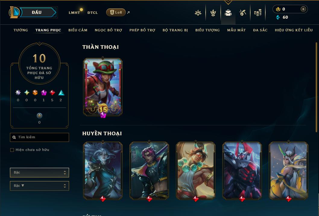 Acc Liên Minh Huyền Thoại/Đấu Trường Chân lý mã số 9157