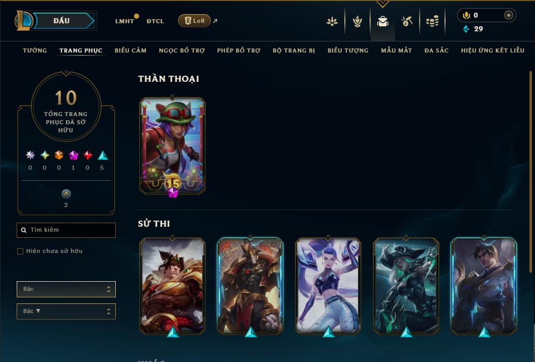 Acc Liên Minh Huyền Thoại/Đấu Trường Chân lý mã số 9158