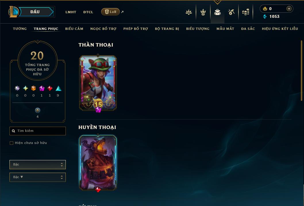 Acc Liên Minh Huyền Thoại/Đấu Trường Chân lý mã số 9160