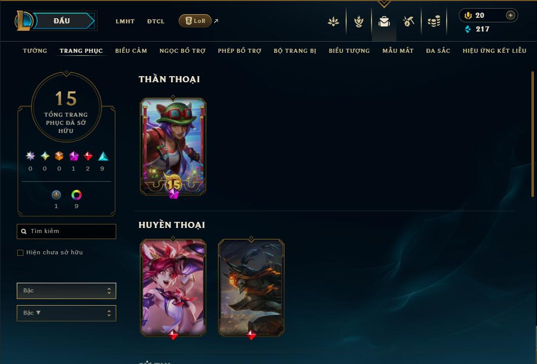 Acc Liên Minh Huyền Thoại/Đấu Trường Chân lý mã số 9164