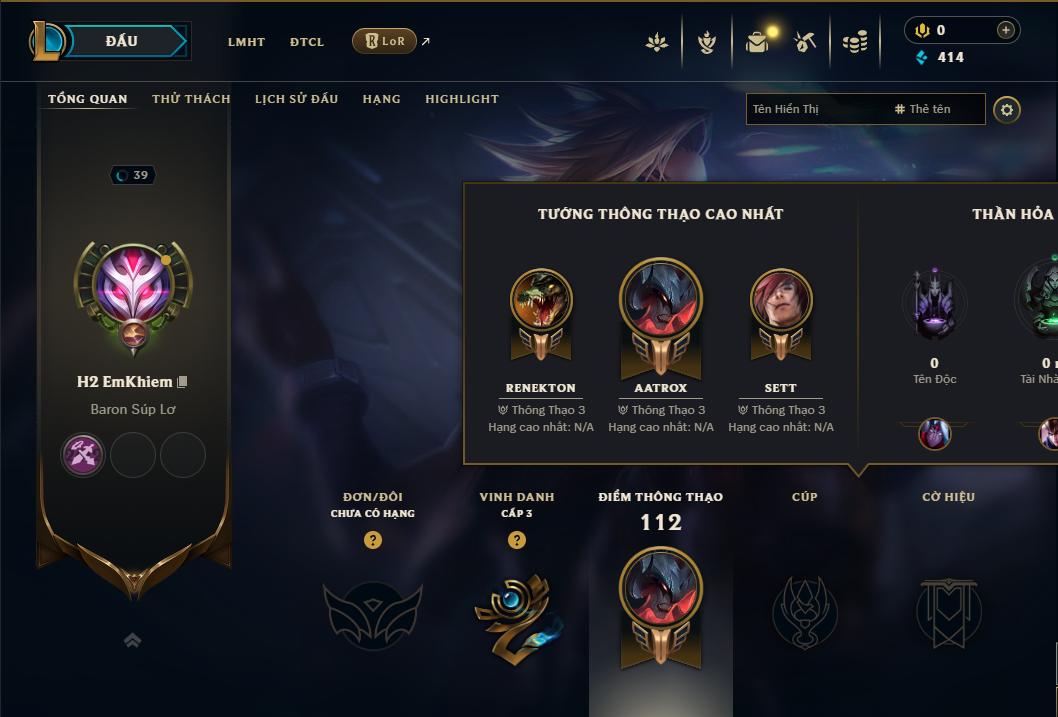 Acc Liên Minh Huyền Thoại/Đấu Trường Chân lý mã số 9165