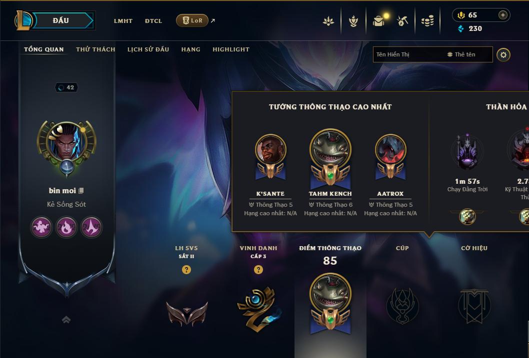 Acc Liên Minh Huyền Thoại/Đấu Trường Chân lý mã số 9167