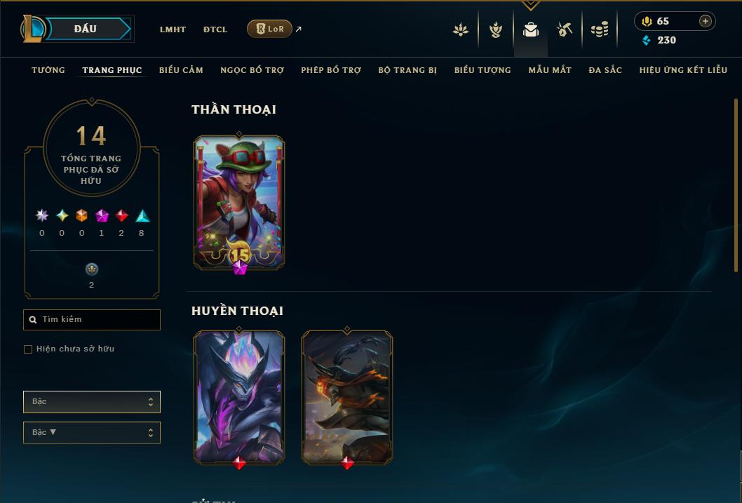 Acc Liên Minh Huyền Thoại/Đấu Trường Chân lý mã số 9167