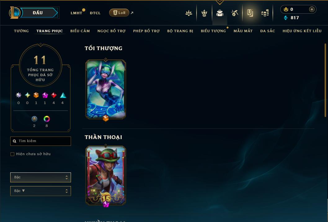 Acc Liên Minh Huyền Thoại/Đấu Trường Chân lý mã số 9168