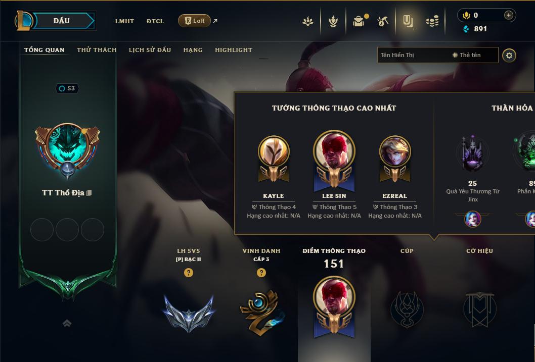 Acc Liên Minh Huyền Thoại/Đấu Trường Chân lý mã số 9169