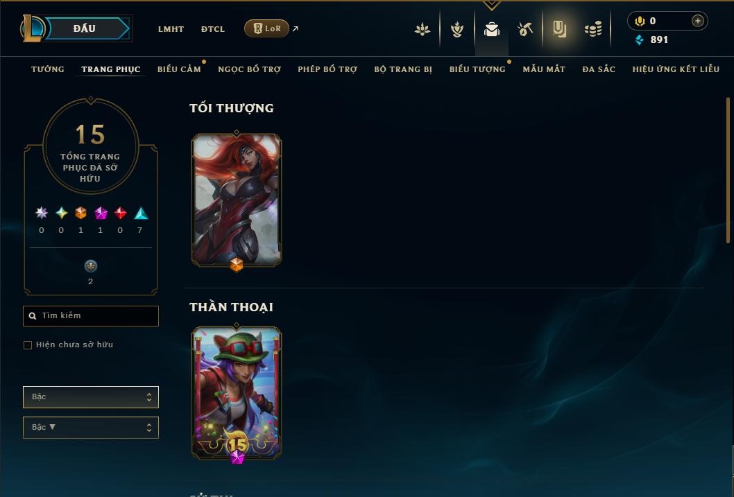 Acc Liên Minh Huyền Thoại/Đấu Trường Chân lý mã số 9169