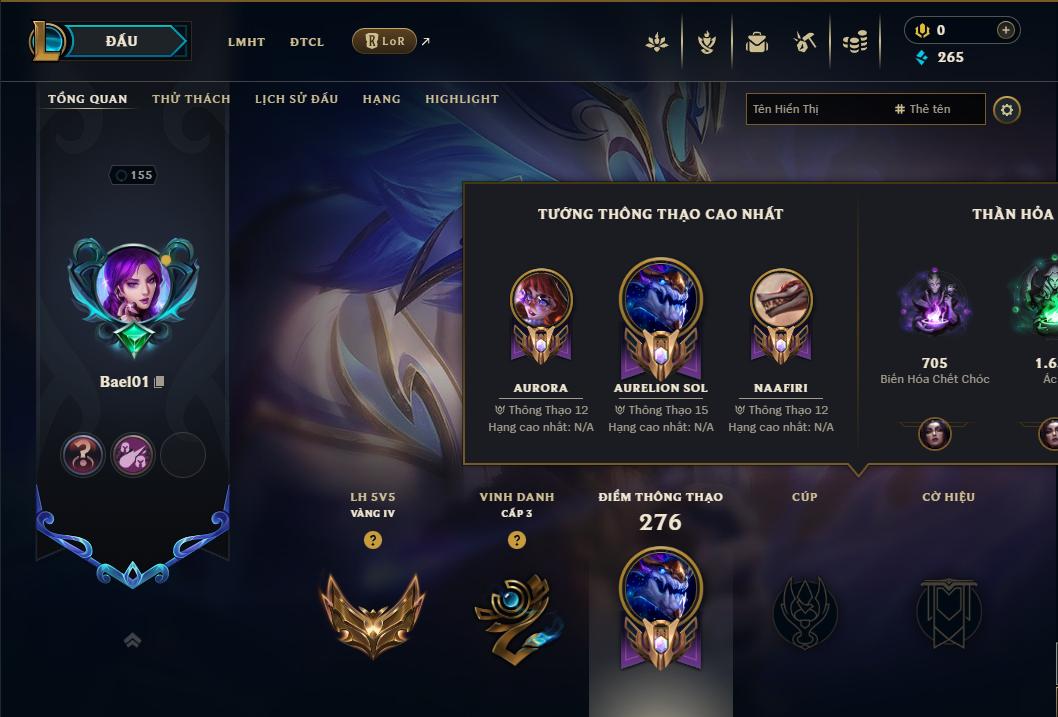 Acc Liên Minh Huyền Thoại/Đấu Trường Chân lý mã số 9170