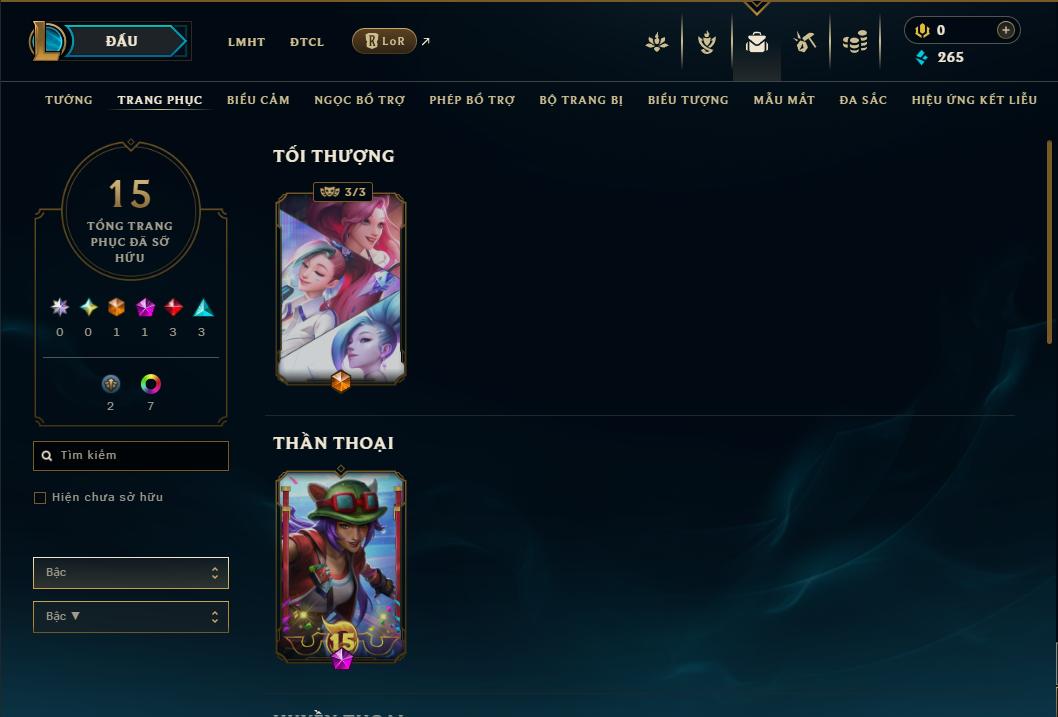 Acc Liên Minh Huyền Thoại/Đấu Trường Chân lý mã số 9170