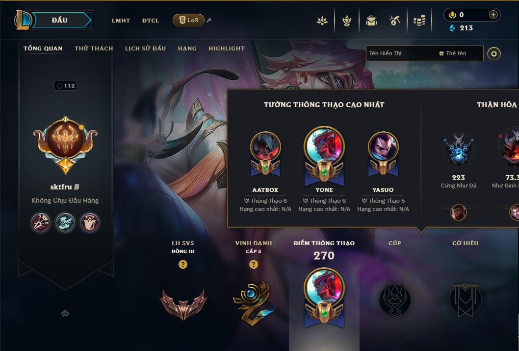 Acc Liên Minh Huyền Thoại/Đấu Trường Chân lý mã số 9173