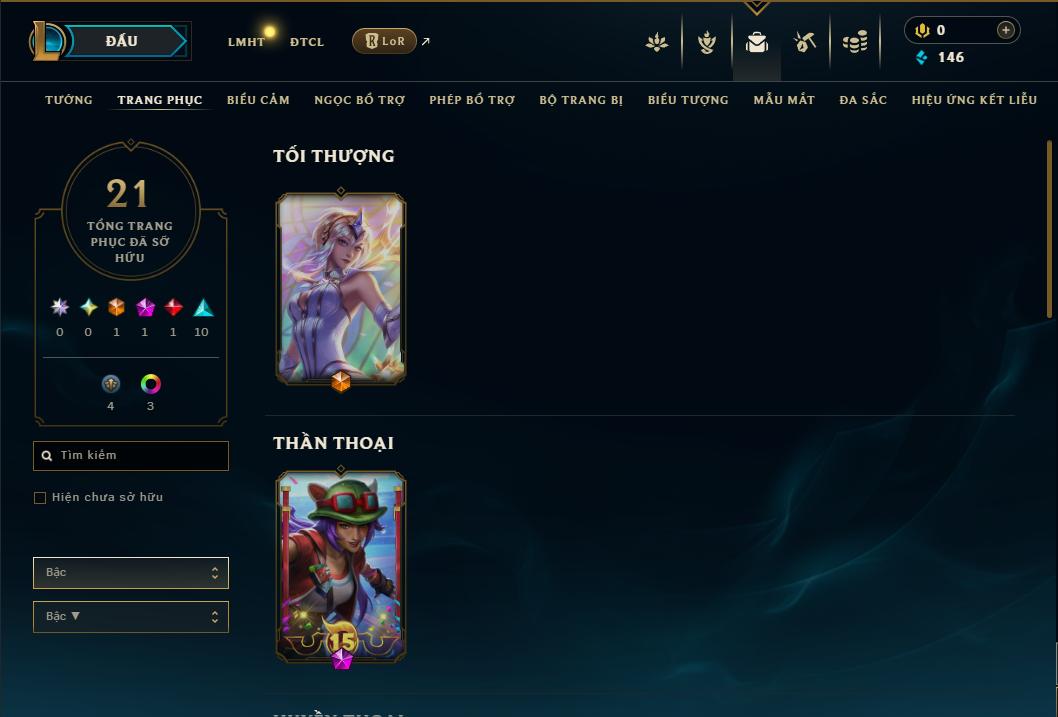 Acc Liên Minh Huyền Thoại/Đấu Trường Chân lý mã số 9174