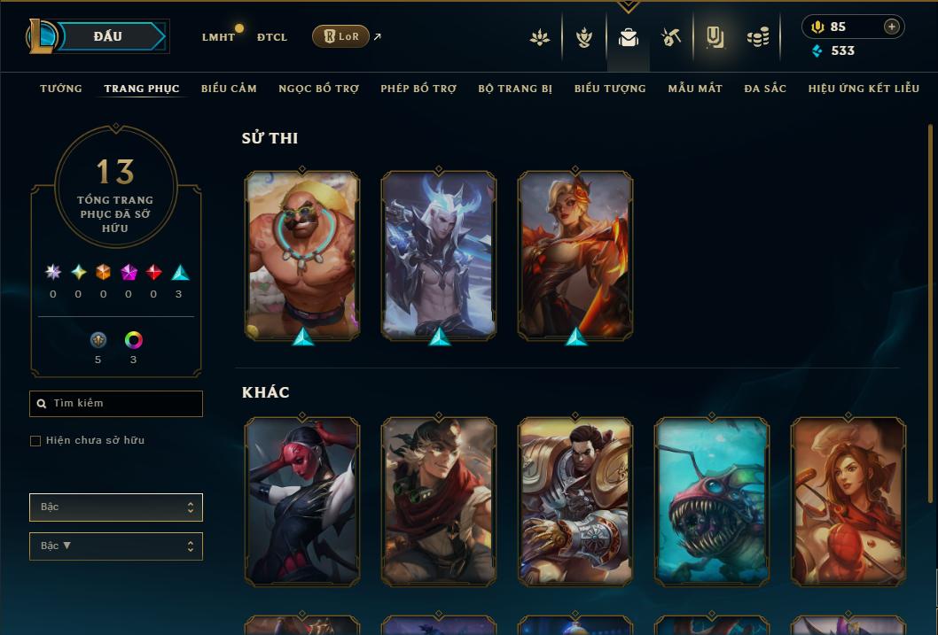 Acc Liên Minh Huyền Thoại/Đấu Trường Chân lý mã số 9175