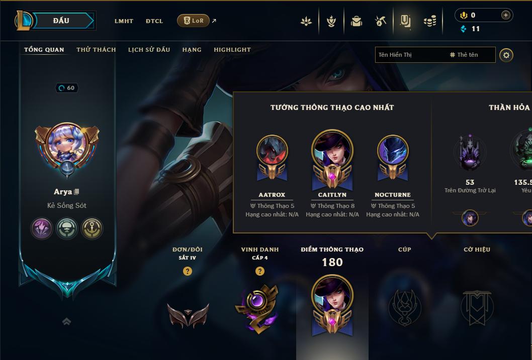 Acc Liên Minh Huyền Thoại/Đấu Trường Chân lý mã số 9180