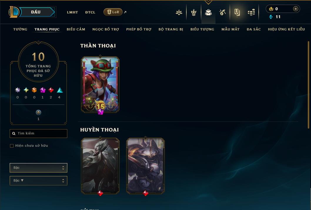 Acc Liên Minh Huyền Thoại/Đấu Trường Chân lý mã số 9180