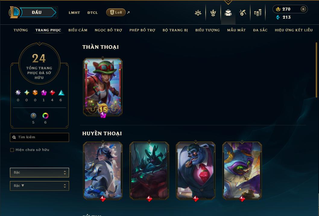 Acc Liên Minh Huyền Thoại/Đấu Trường Chân lý mã số 9182