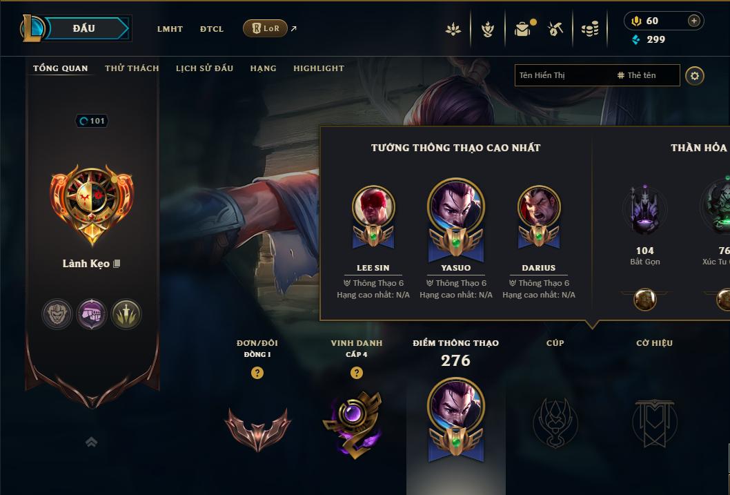 Acc Liên Minh Huyền Thoại/Đấu Trường Chân lý mã số 9183