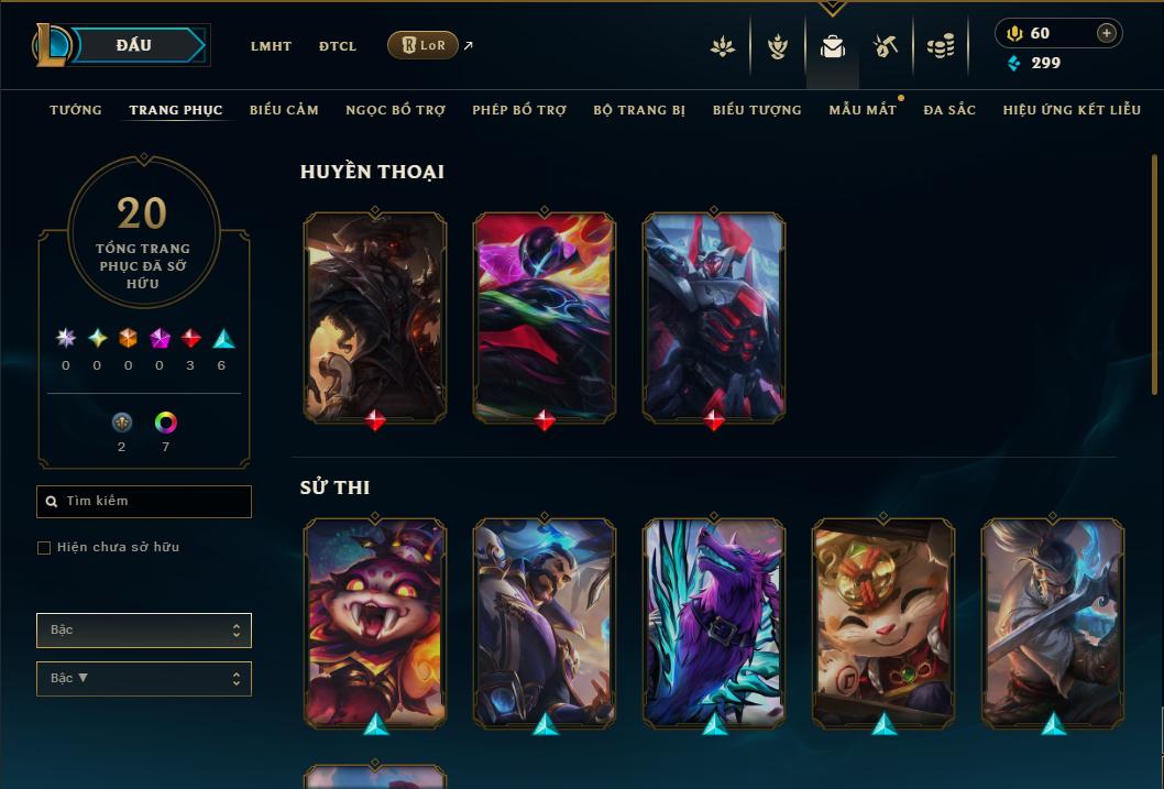 Acc Liên Minh Huyền Thoại/Đấu Trường Chân lý mã số 9183