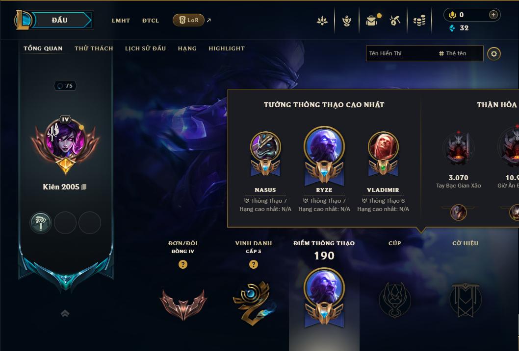 Acc Liên Minh Huyền Thoại/Đấu Trường Chân lý mã số 9185