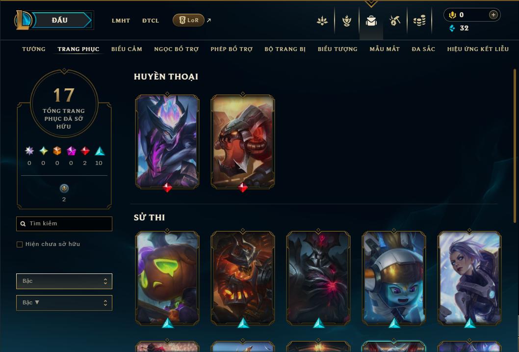 Acc Liên Minh Huyền Thoại/Đấu Trường Chân lý mã số 9185