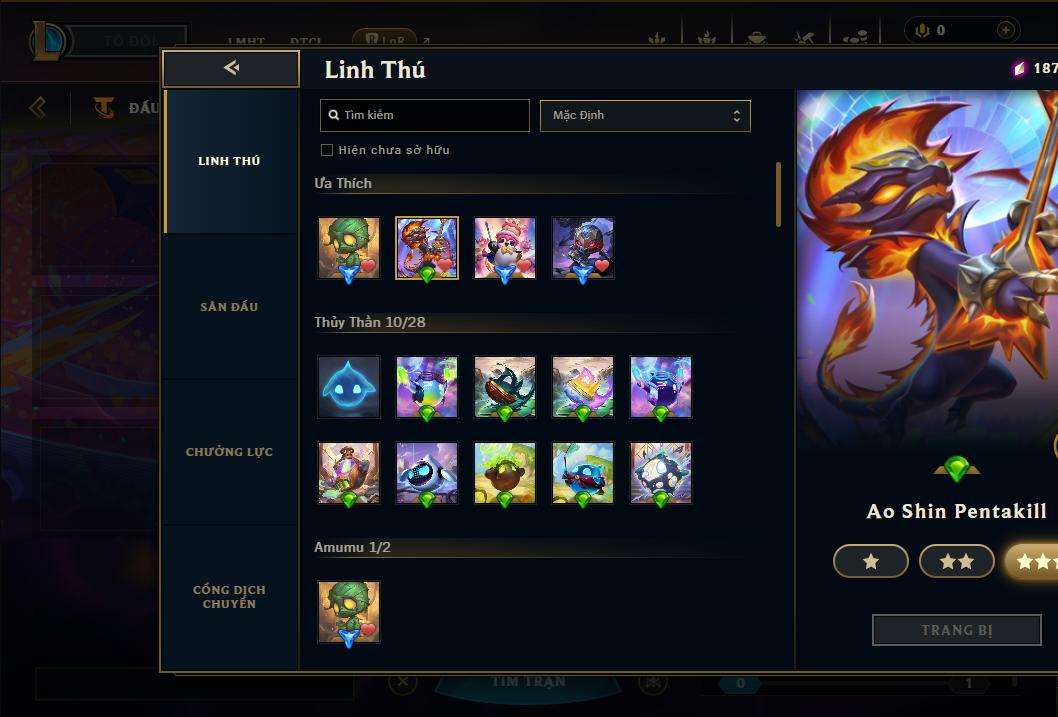 Acc Liên Minh Huyền Thoại/Đấu Trường Chân lý mã số 9185